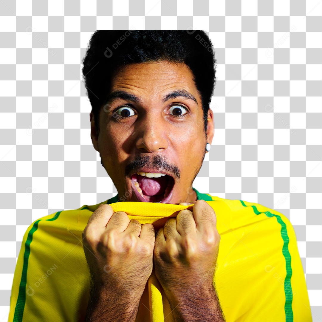 Soccer Fan Supporting His Team Brazil PNG Transparente