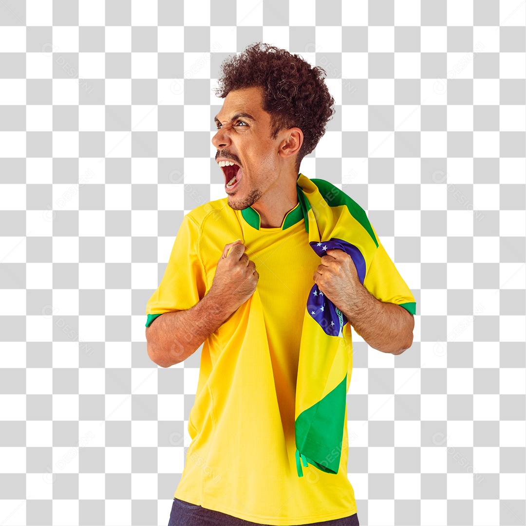 Torcedor de Futebol Torcendo Pelo Seu Time Brasil PNG Transparente