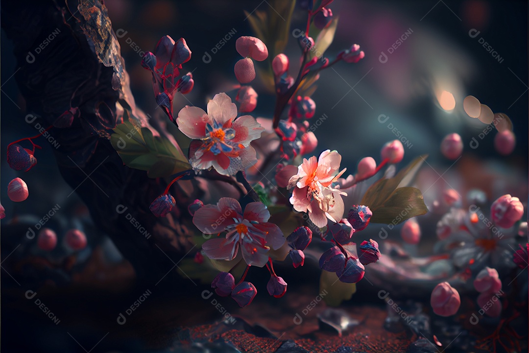 Flor de cerejeira primavera temporada arte gerada