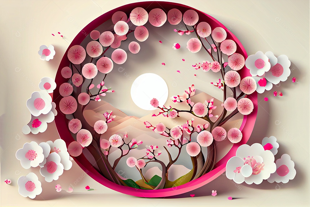 Flor de cerejeira primavera temporada arte gerada