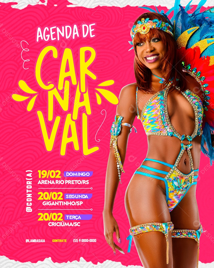 Flyer Agenda de Carnaval Social Media PSD Editável