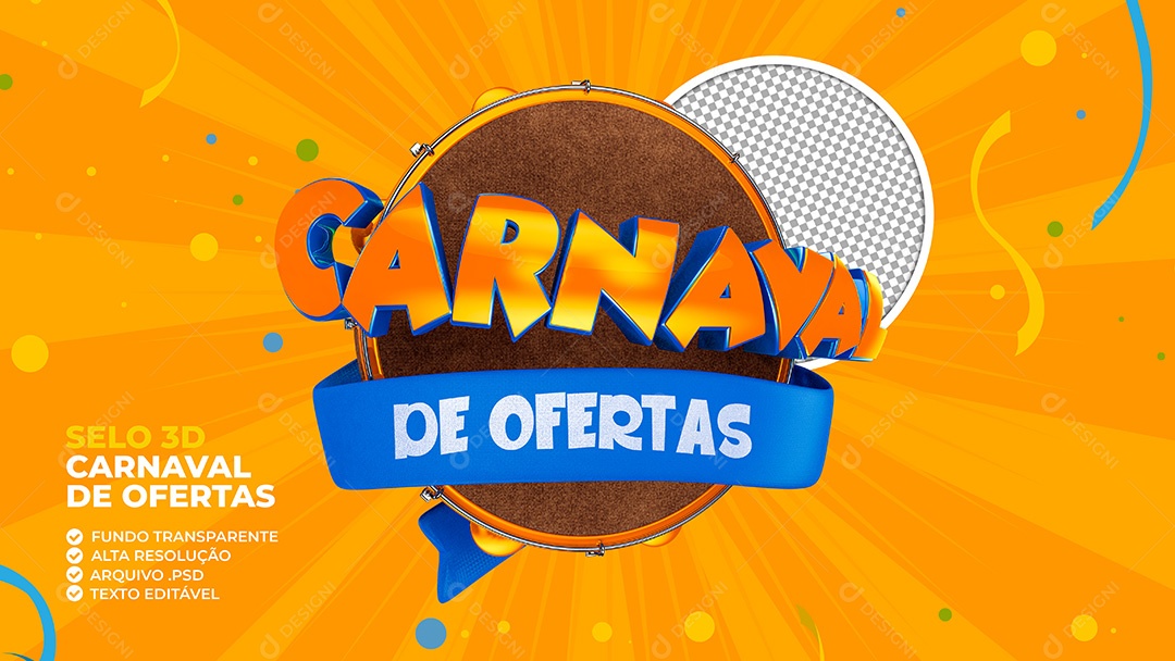 Selo 3D Carnaval de Ofertas PSD Para Composição