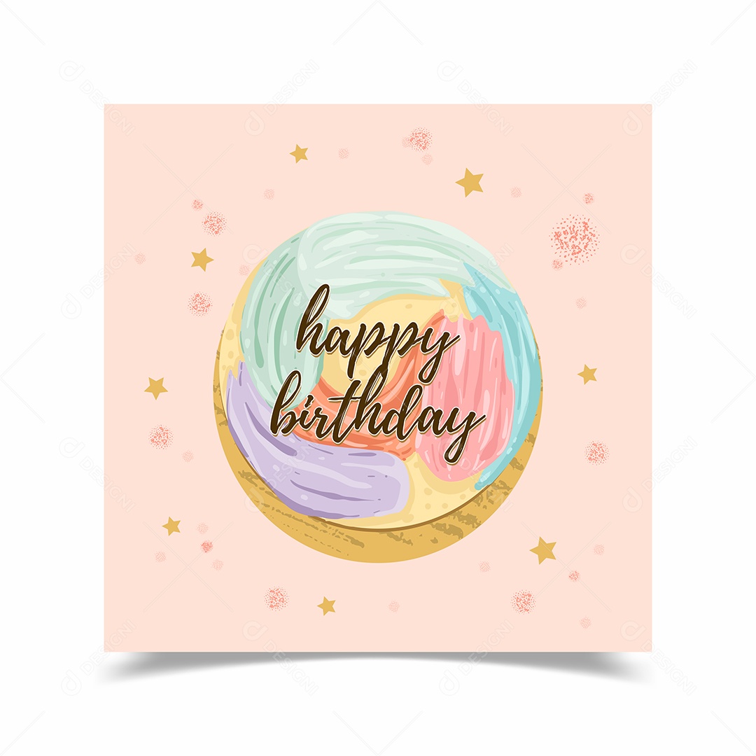 Cartão de feliz aniversário decorado com fotos de bolo Vetores EPS