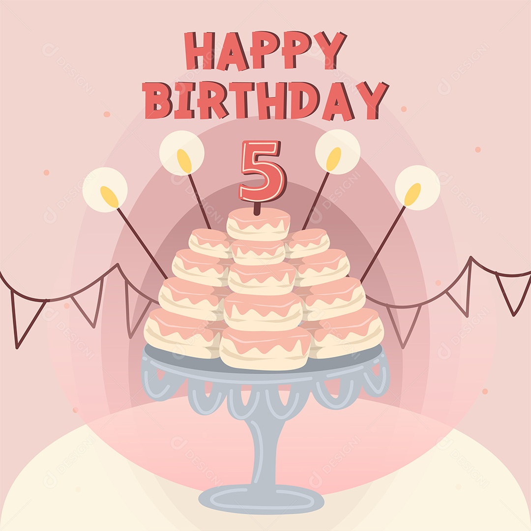 Cartão de Feliz aniversário decorado com fotos de bolo Vetores EPS