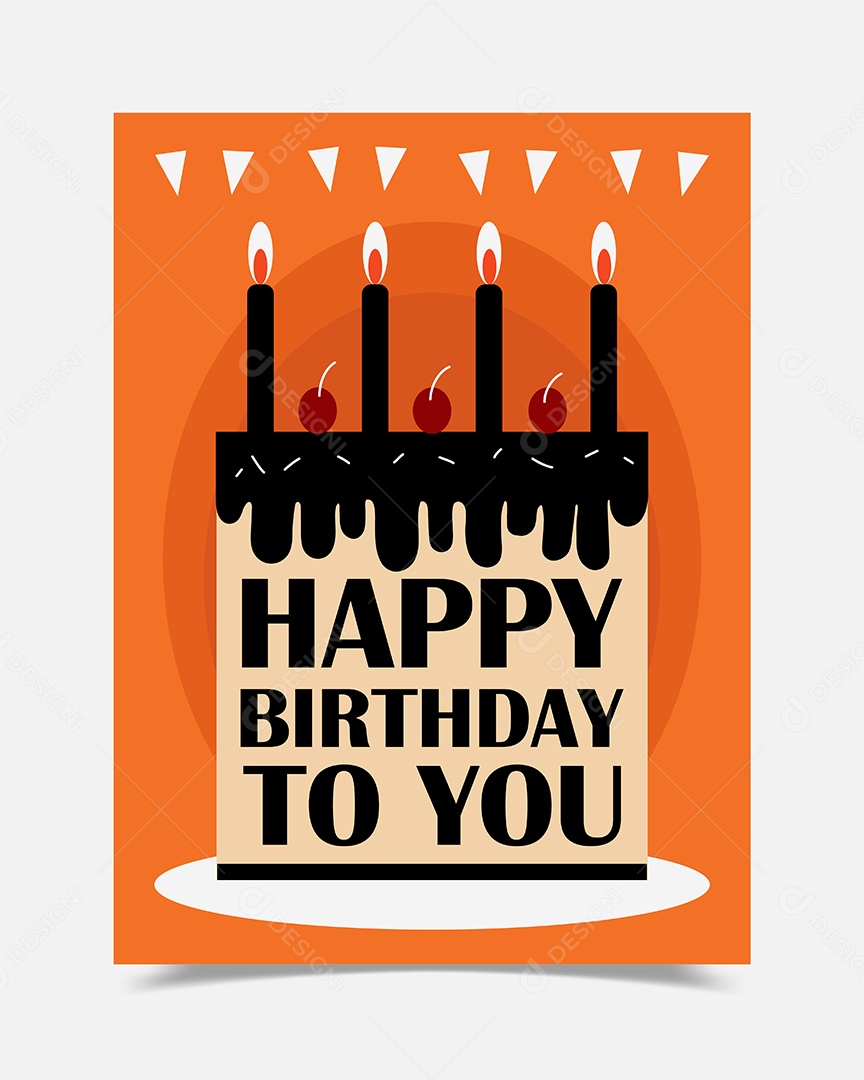 Cartão de feliz aniversário decorado com fotos de bolo Vetores EPS