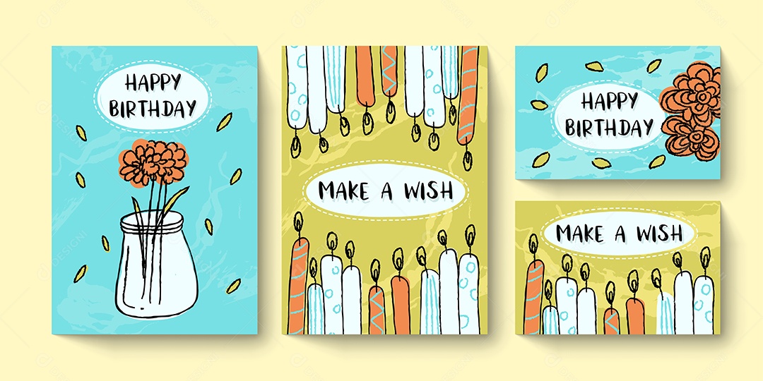 Cartão de feliz aniversário decorado com velas Vetores EPS