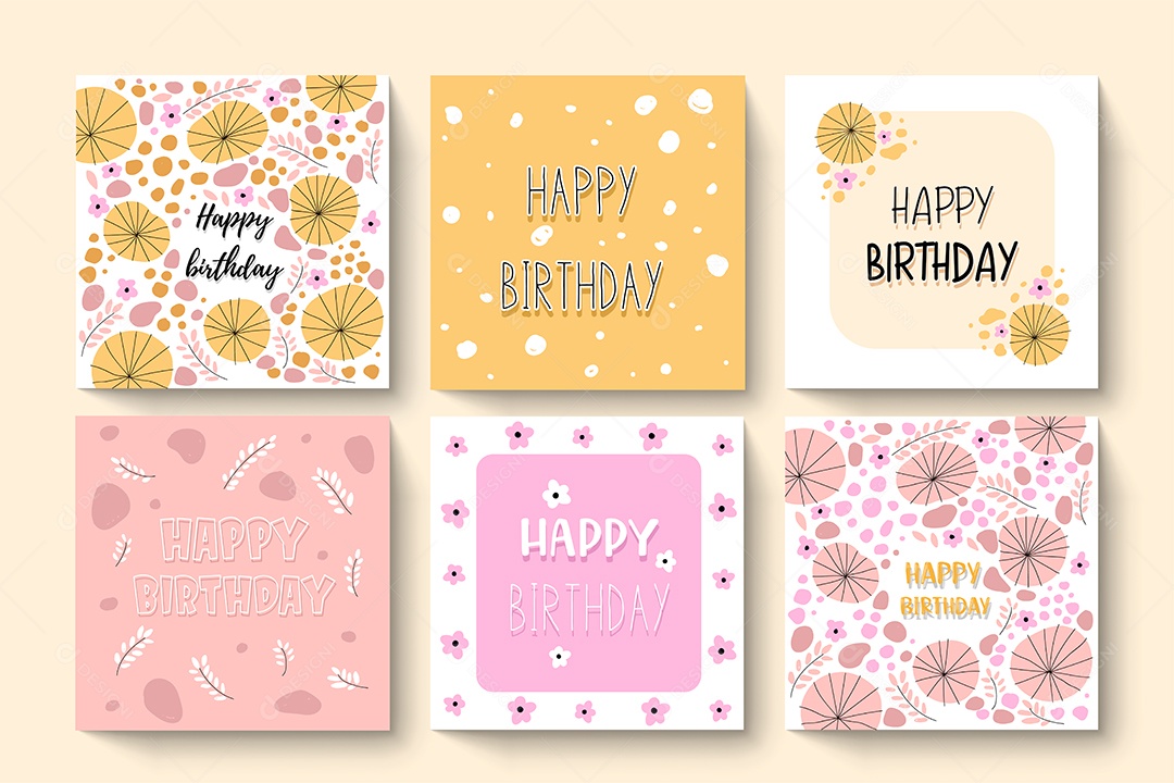 Cartão de aniversário decorado com caixa de presente Vetores EPS