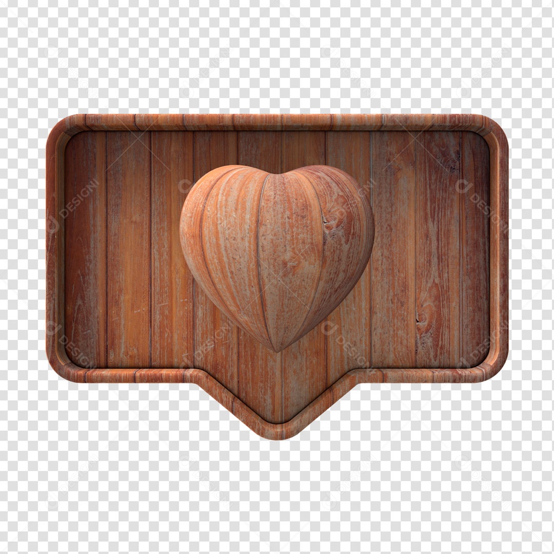 Elemento 3D Like Madeira PSD Para Composição