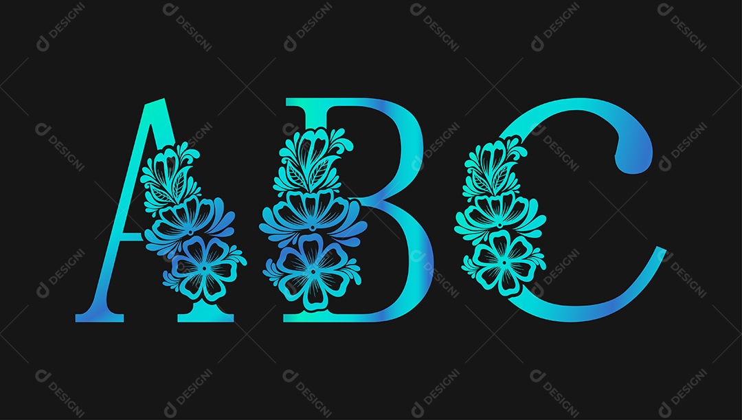 Alfabeto Metálico Azul AI + EPS Editável