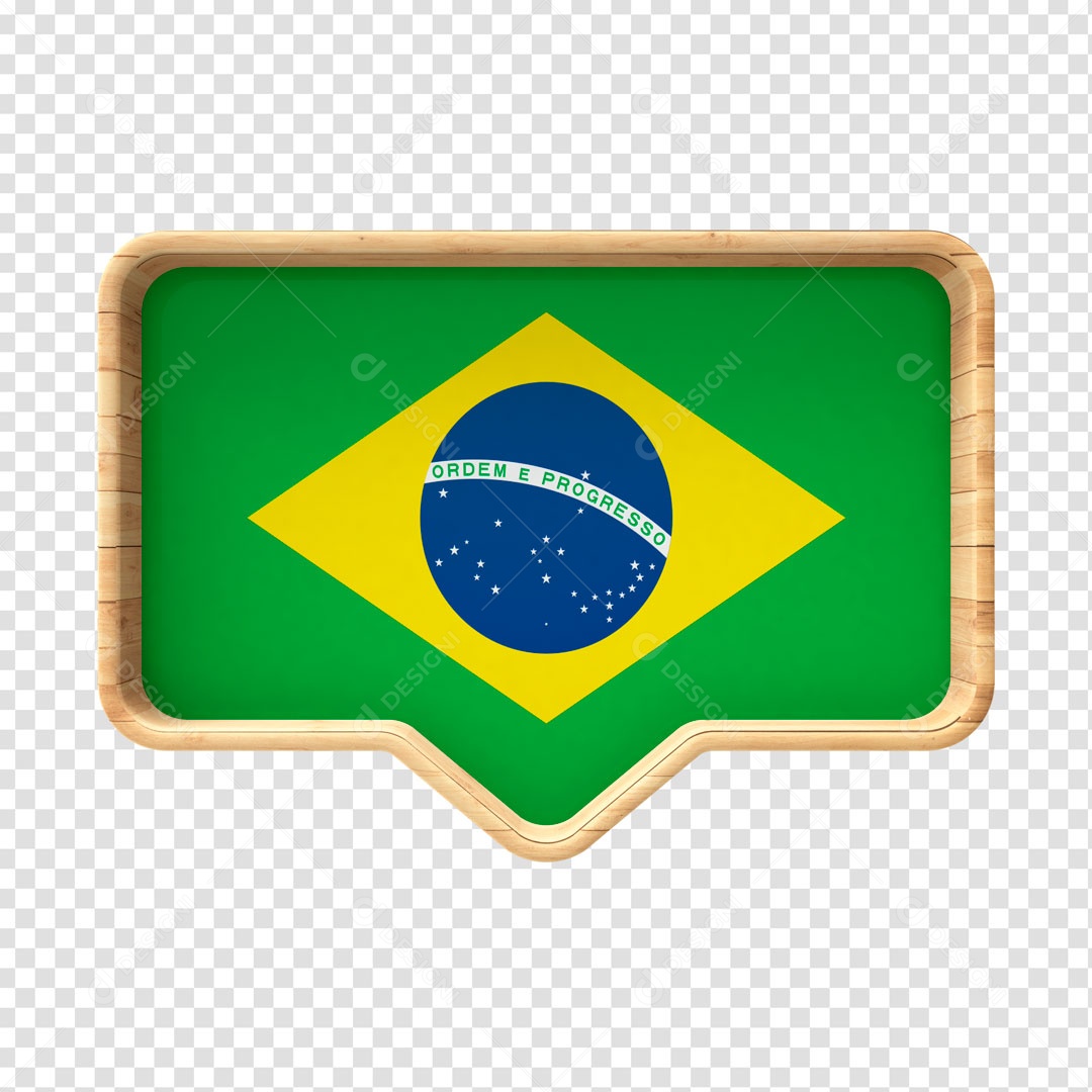 Elemento 3D Bandeira do Brasil Emoldurada PSD Para Composição