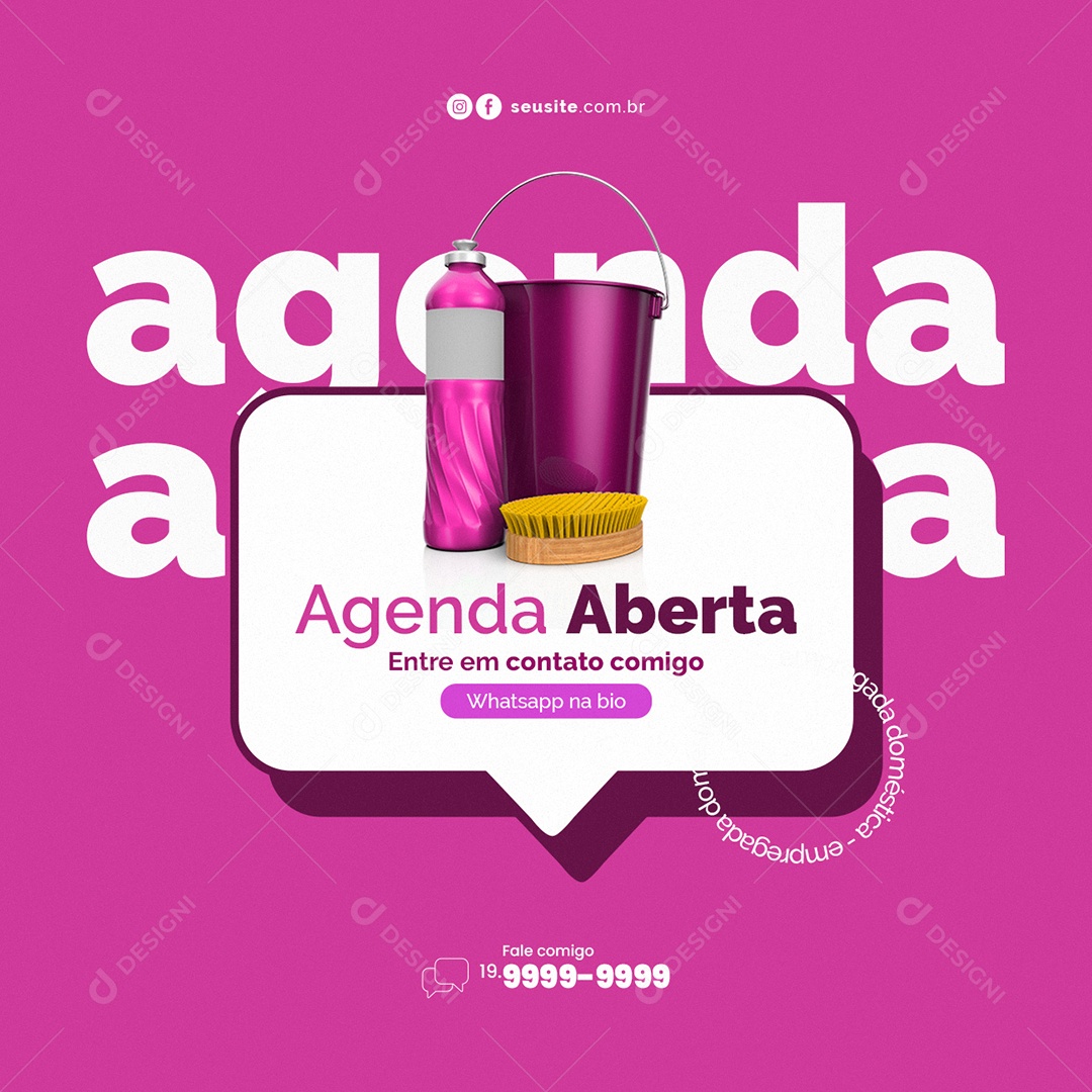 Agenda Aberta Empregada Doméstica Social Media PSD Editável