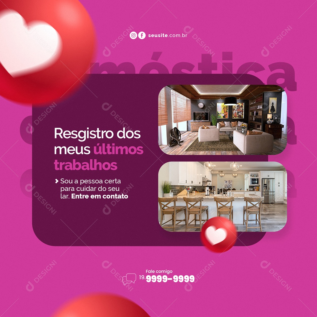 Registro dos Meus Últimos Trabalhos Empregada Doméstica Social Media PSD Editável