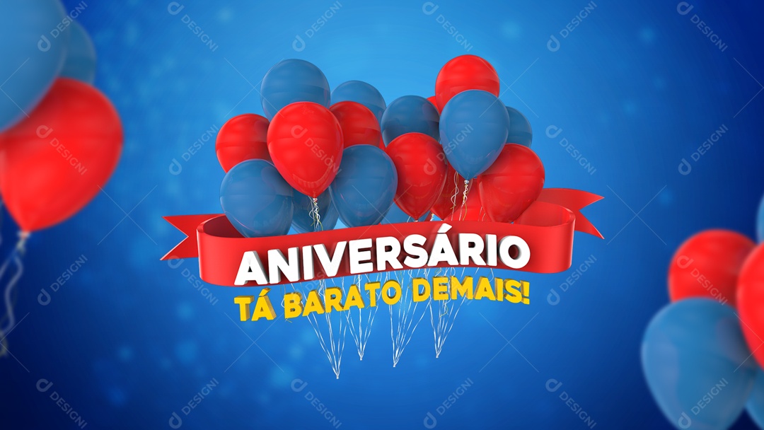 Selo 3D Para Composição Aniversário Tá Barato Demais PSD