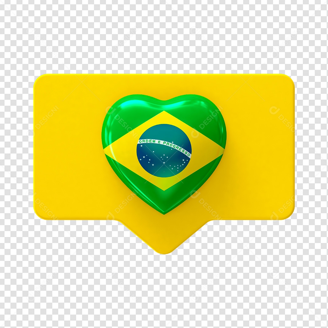 Elemento 3D Like Brasil  PSD Para Composição