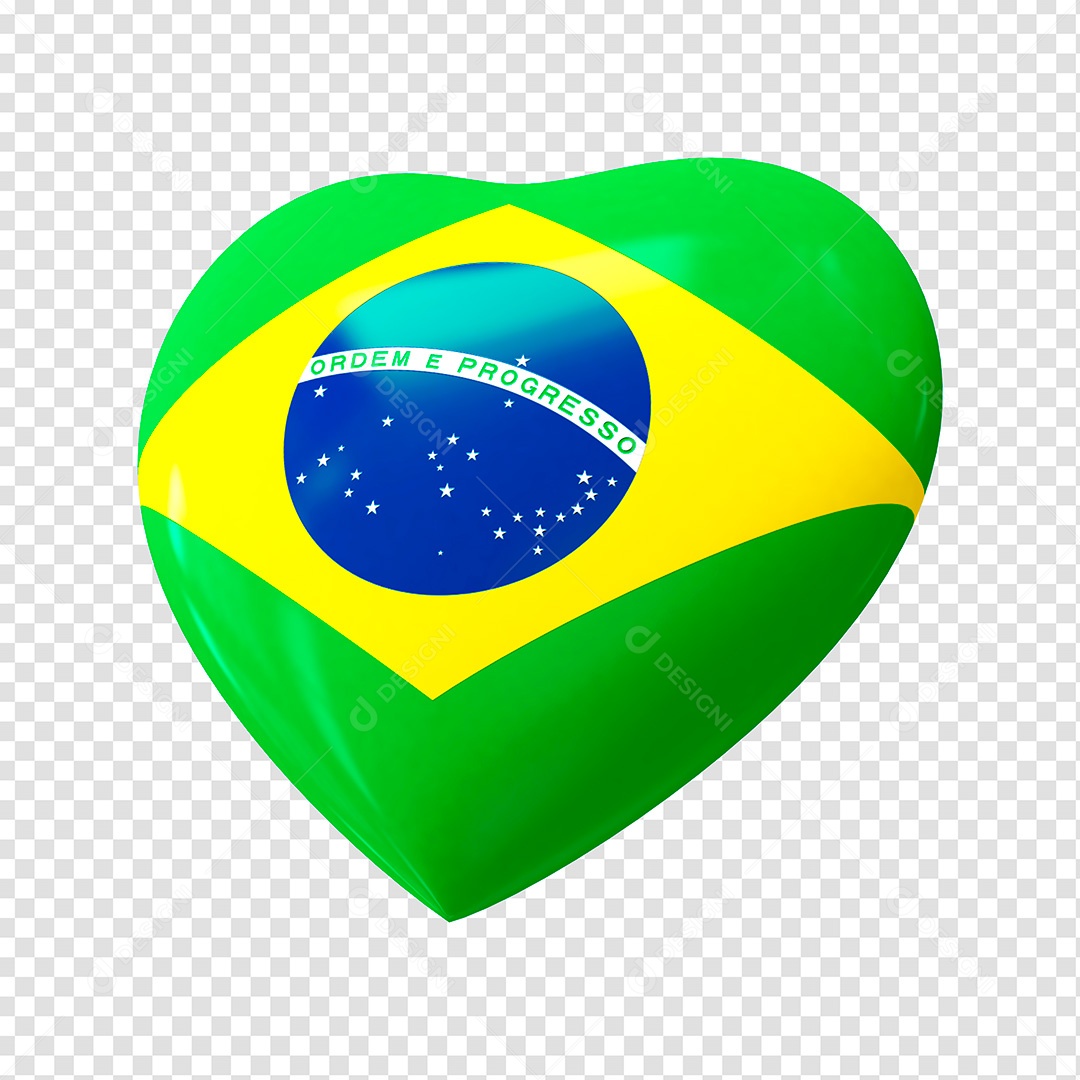 Elemento 3D Coração do Brasil PSD Para Composição