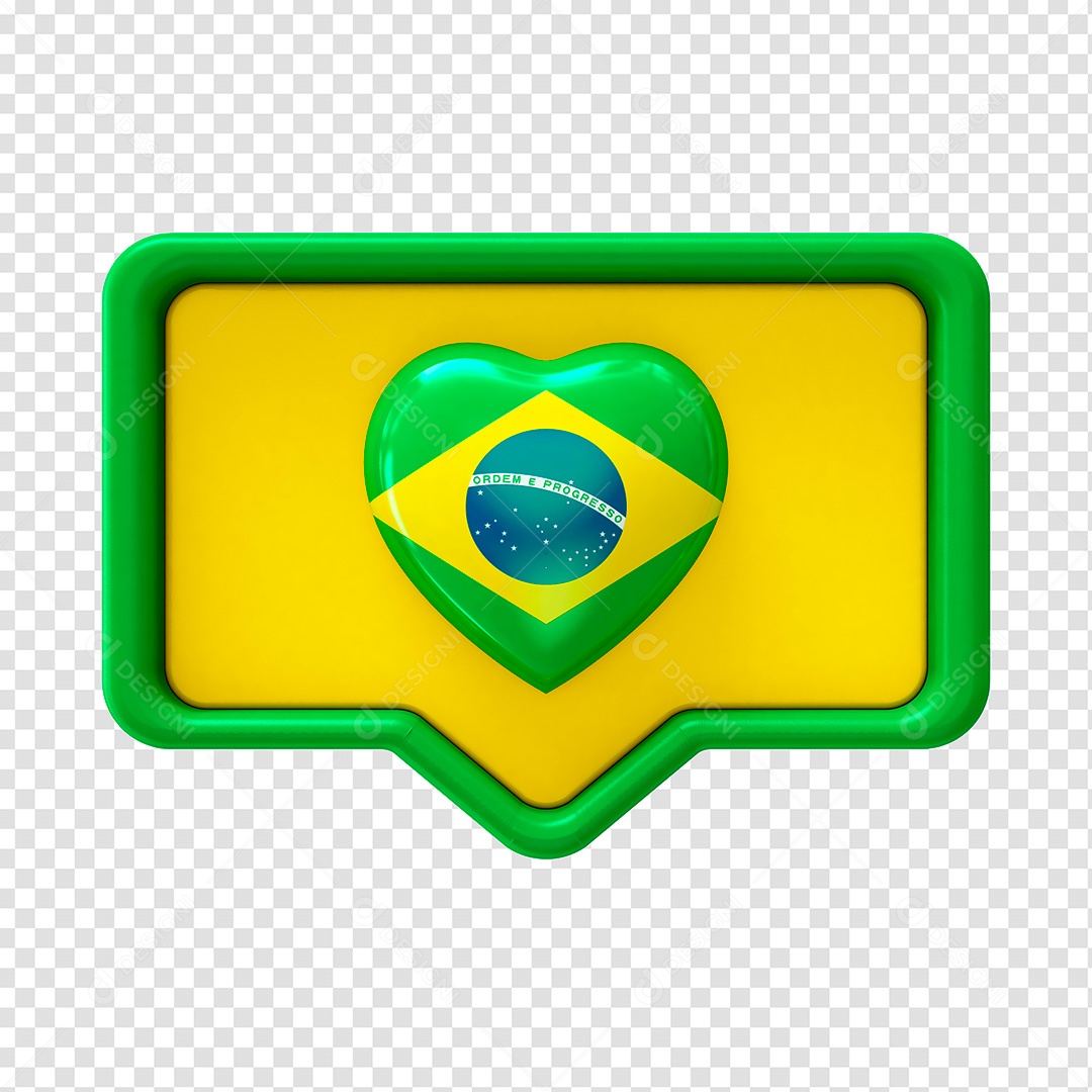 Elemento 3D Like Brasil PSD Para Composição