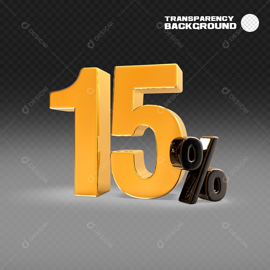 Elemento 3D Porcentagem 15% PSD Para Composição