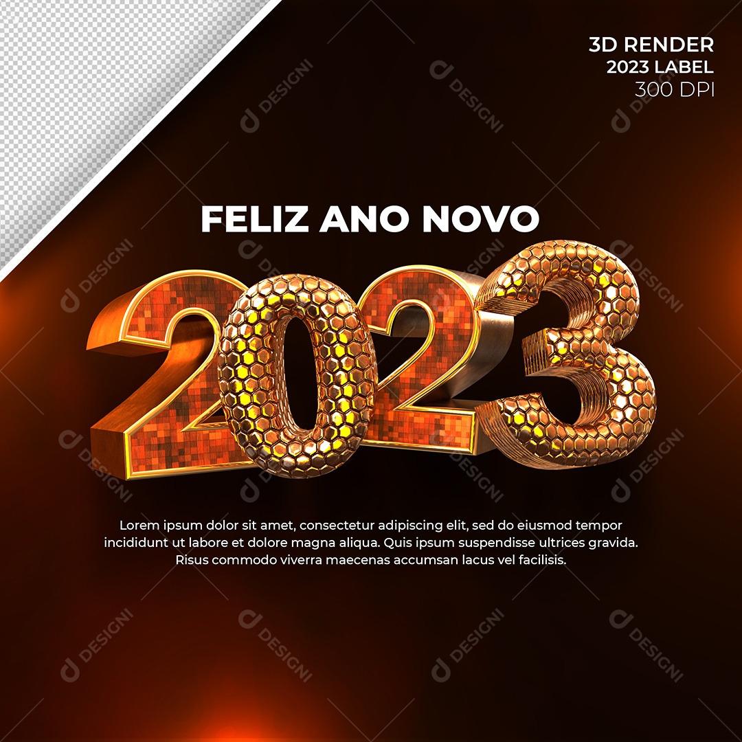 Número 3D Para Composição 2023 Ano Novo PSD