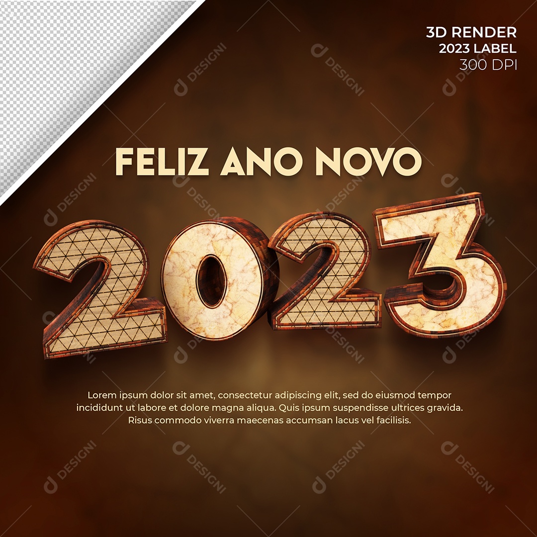 Número 3D Para Composição 2023 Ano Novo PSD