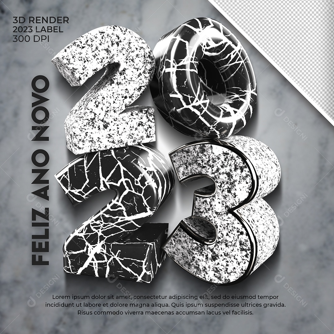 Número 3D Para Composição 2023 Ano Novo PSD