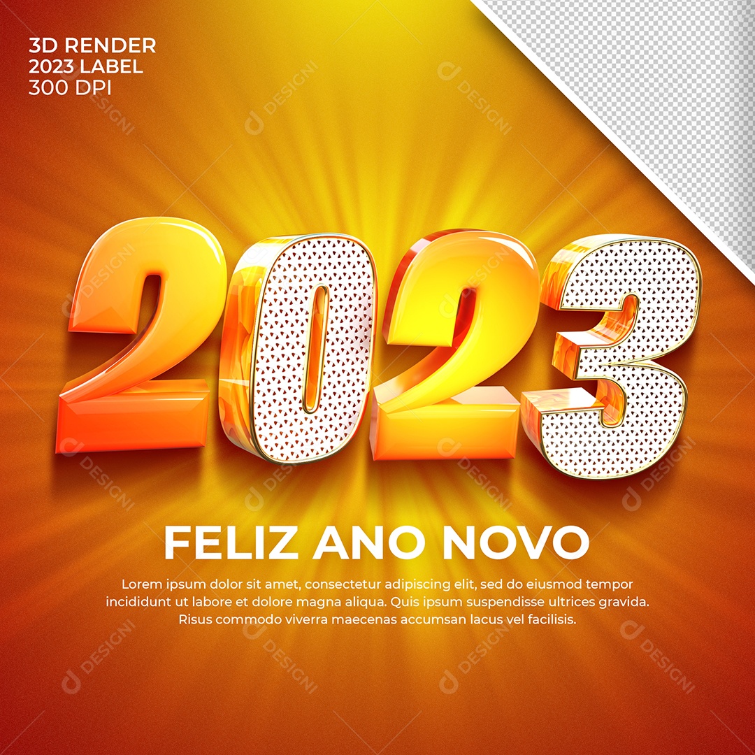 Número 3D Para Composição 2023 Ano Novo PSD