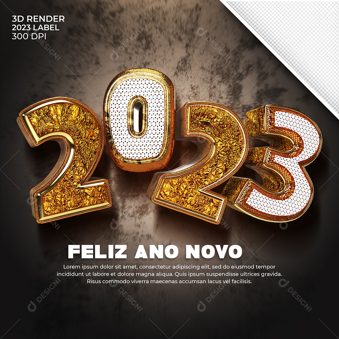 Número 3D Para Composição 2023 Ano Novo PSD