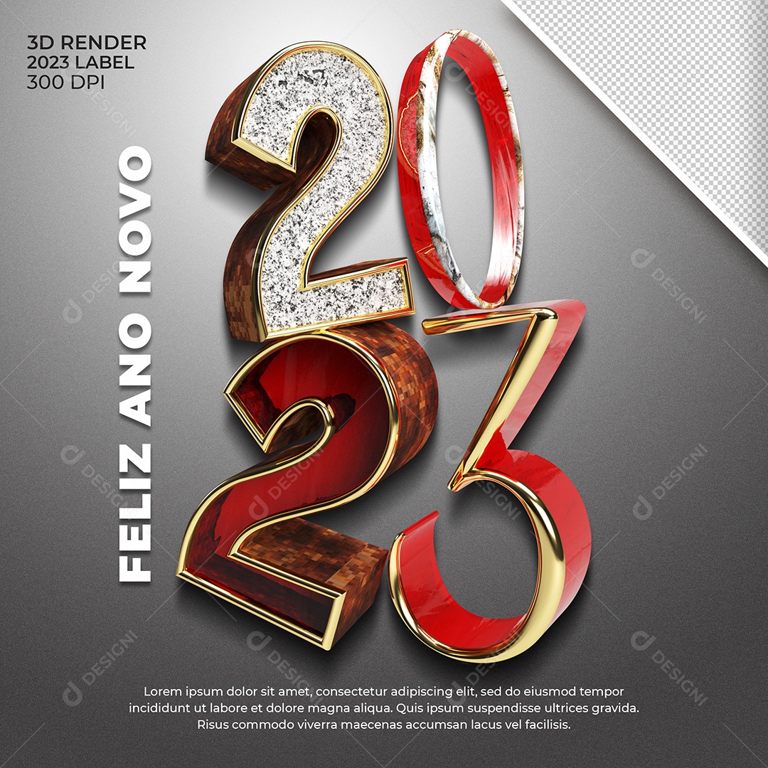 Número 3D Para Composição 2023 Ano Novo PSD