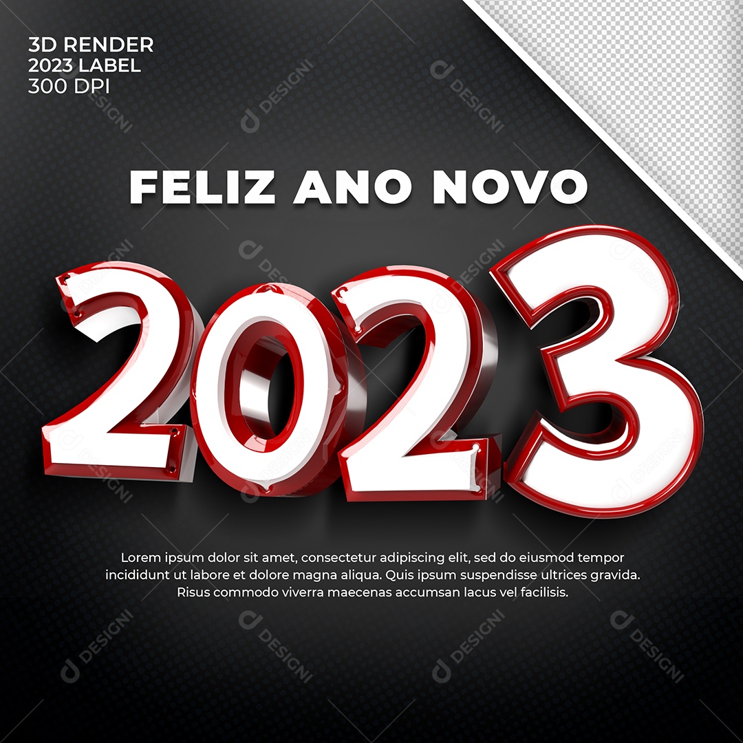 Número 3D Para Composição 2023 Ano Novo PSD