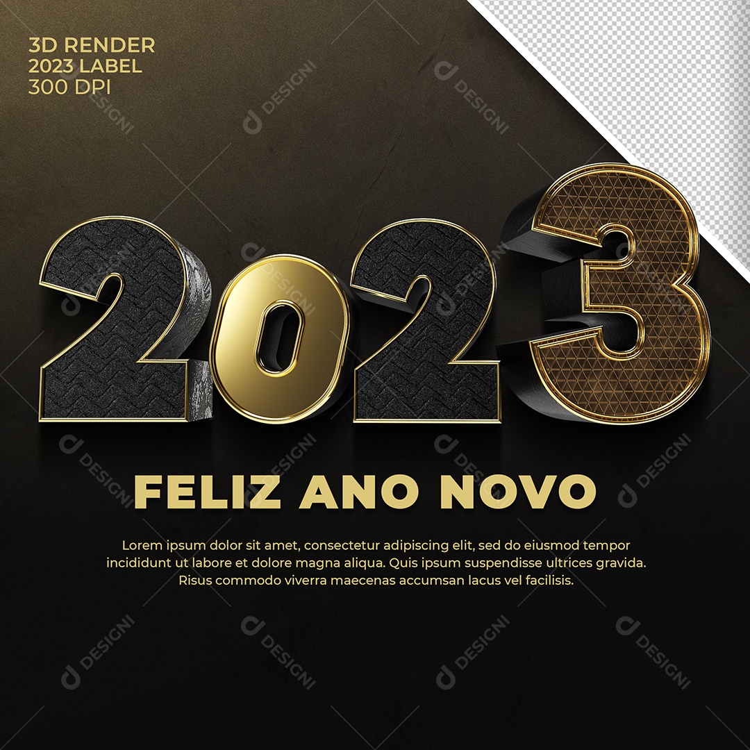 Número 3D Para Composição 2023 Ano Novo PSD