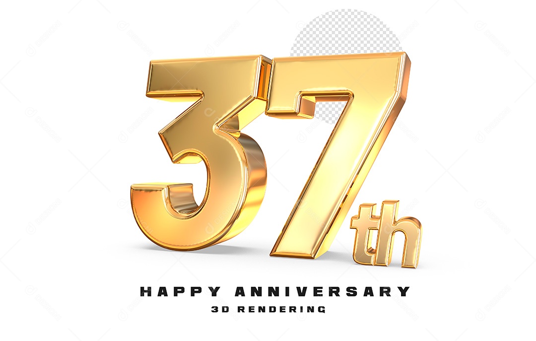 Elemento 3D Número de Aniversário 37 Para Composição PSD