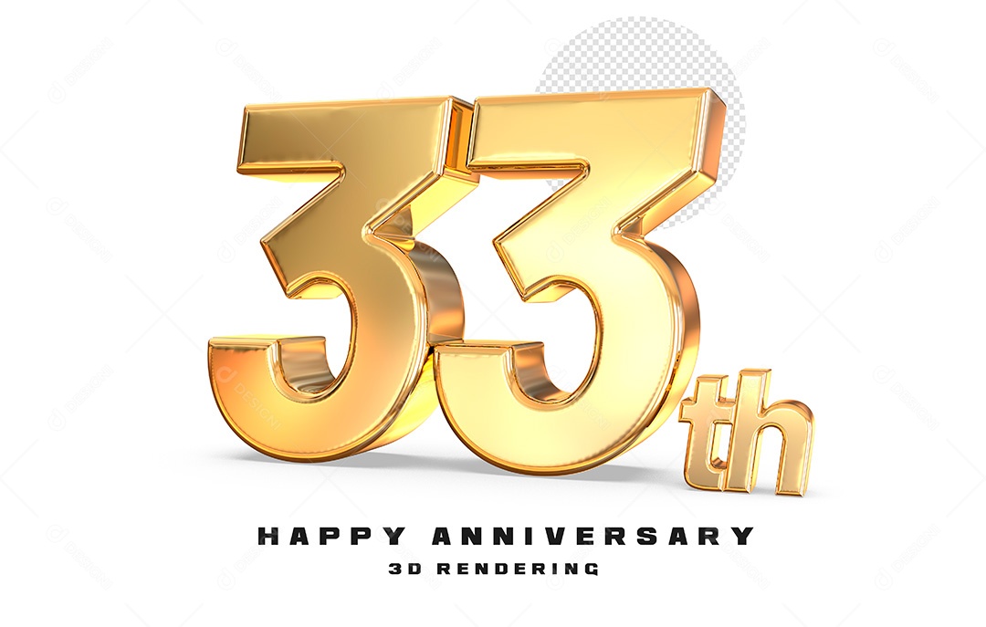 Elemento 3D Número de Aniversário 33 Para Composição PSD