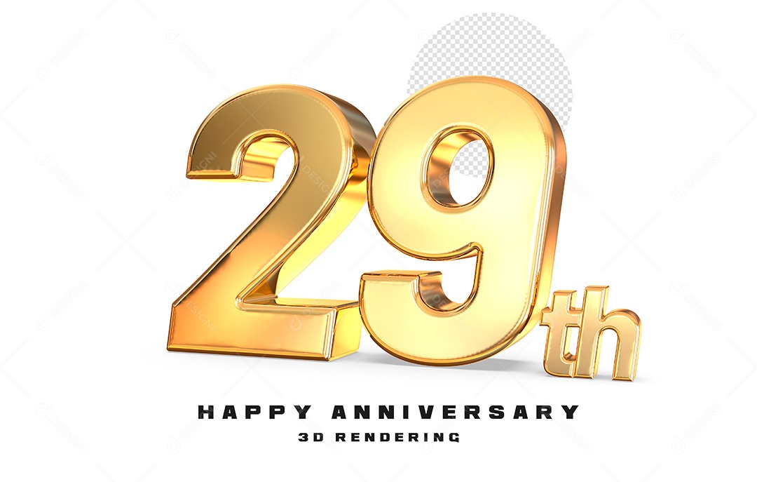 Elemento 3D Número de Aniversário 29 Para Composição PSD