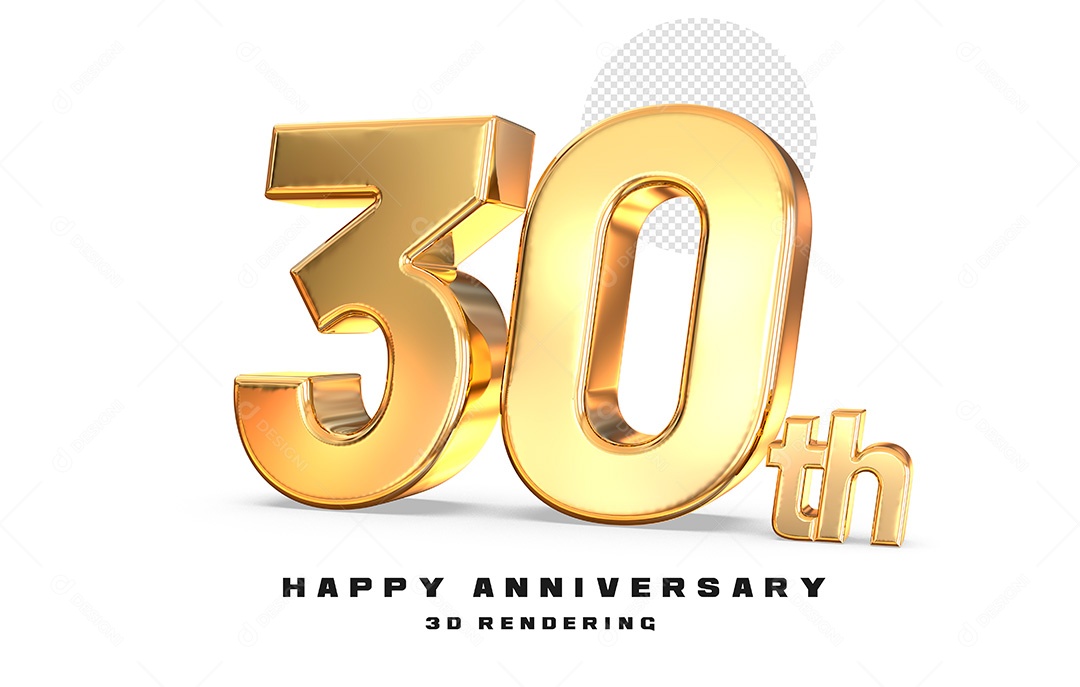 Elemento 3D Número de Aniversário 30 Para Composição PSD