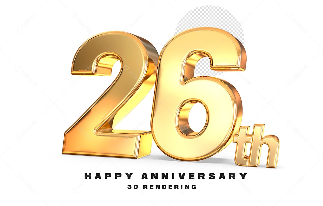 Elemento 3D Número de Aniversário 26 Para Composição PSD