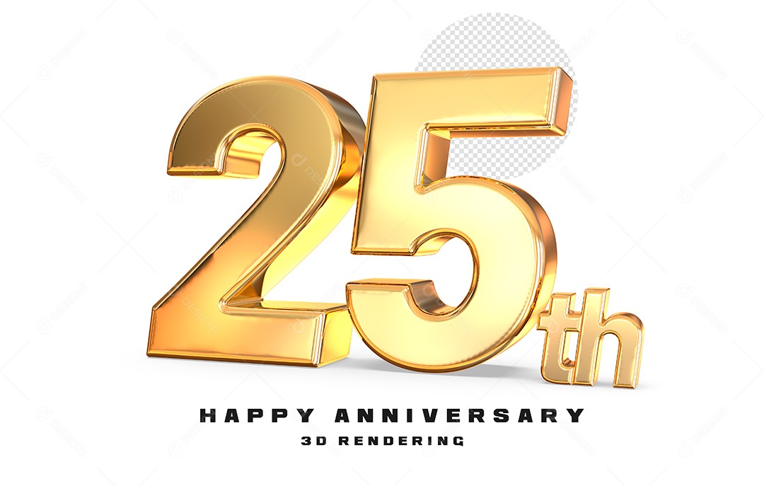 Elemento 3D Número de Aniversário 25 Para Composição PSD