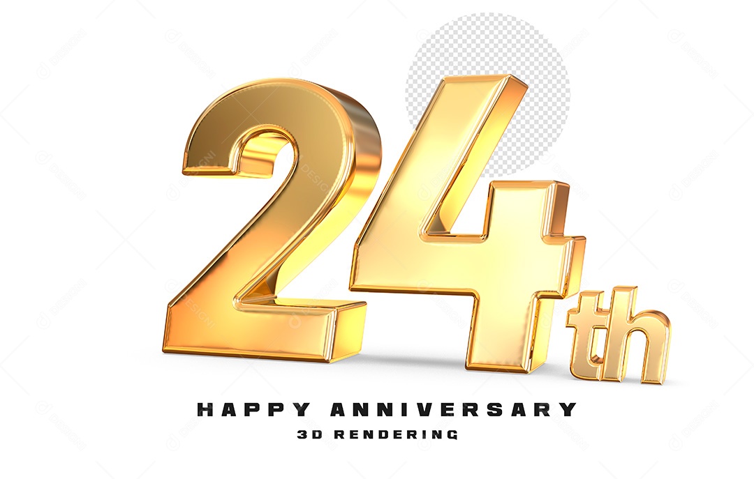 Elemento 3D Número de Aniversário 24 Para Composição PSD