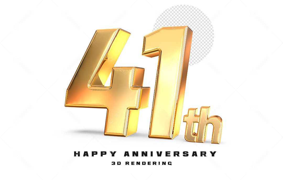 Elemento 3D Número de Aniversário 41 Para Composição PSD