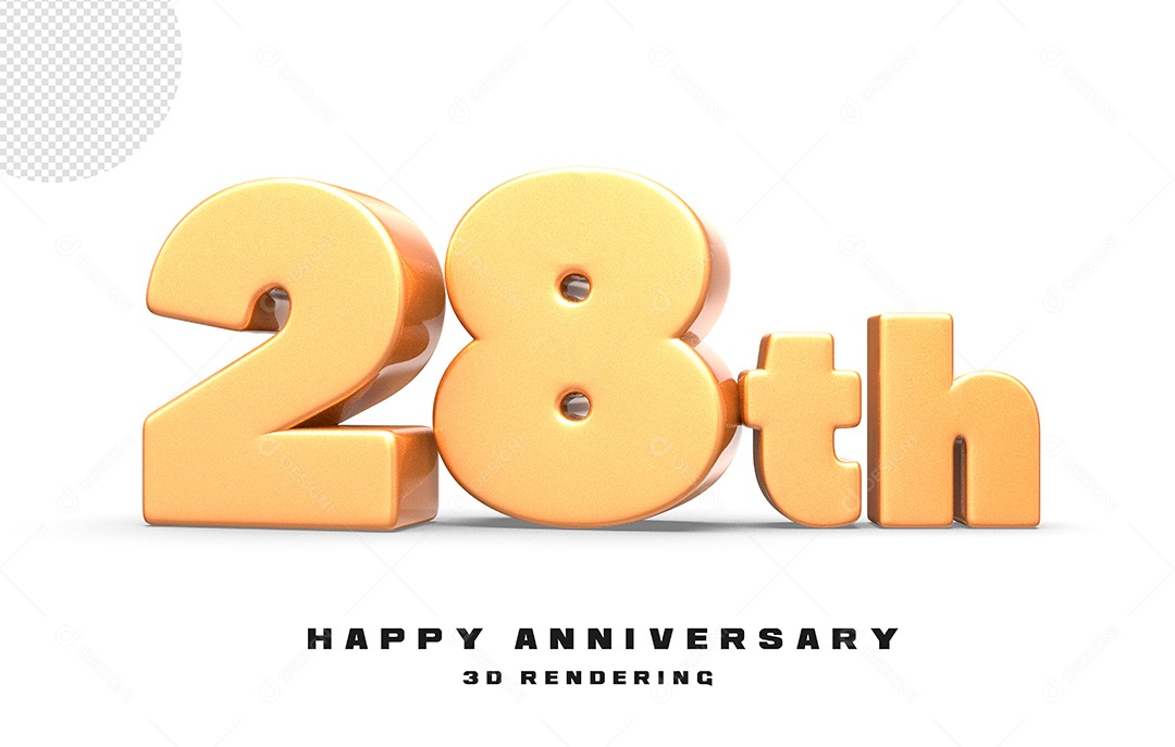 Elemento 3D Número de Aniversário 28 Para Composição PSD