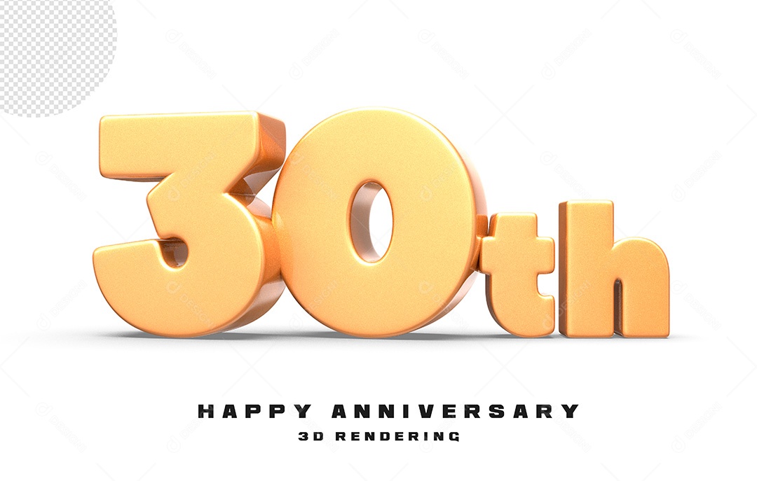 Elemento 3D Número de Aniversário 30 Para Composição PSD