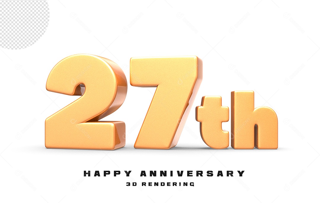 Elemento 3D Número de Aniversário 27 Para Composição PSD