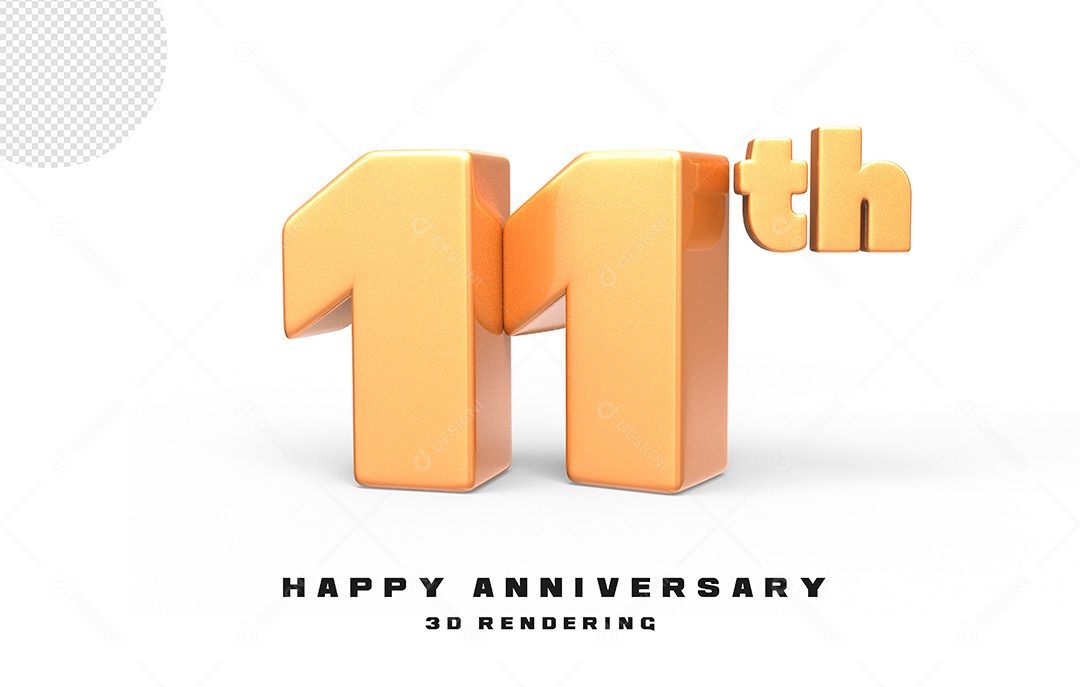 Elemento 3D Número de Aniversário 11 Para Composição PSD