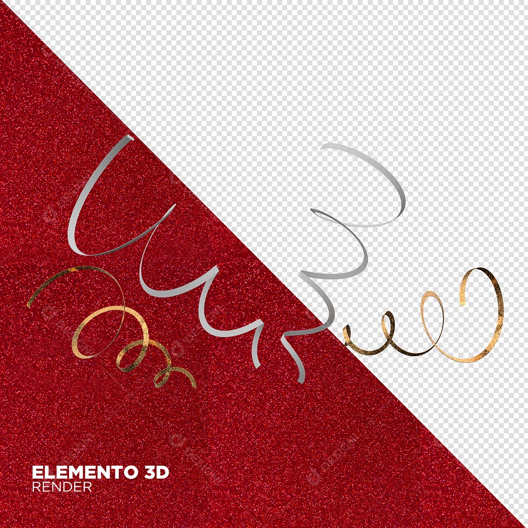 Elemento 3D Fitas De Carnaval para Composição PSD