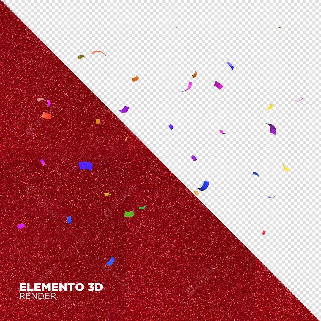 Confetes 3D Colorido de Carnaval Elemento para Composição PSD