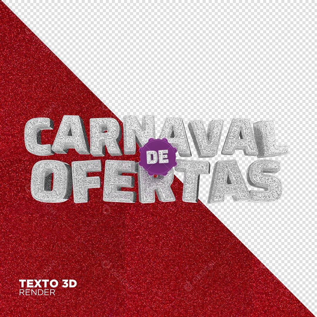 Carnaval de Ofertas Branco Texto 3D para Composição PSD