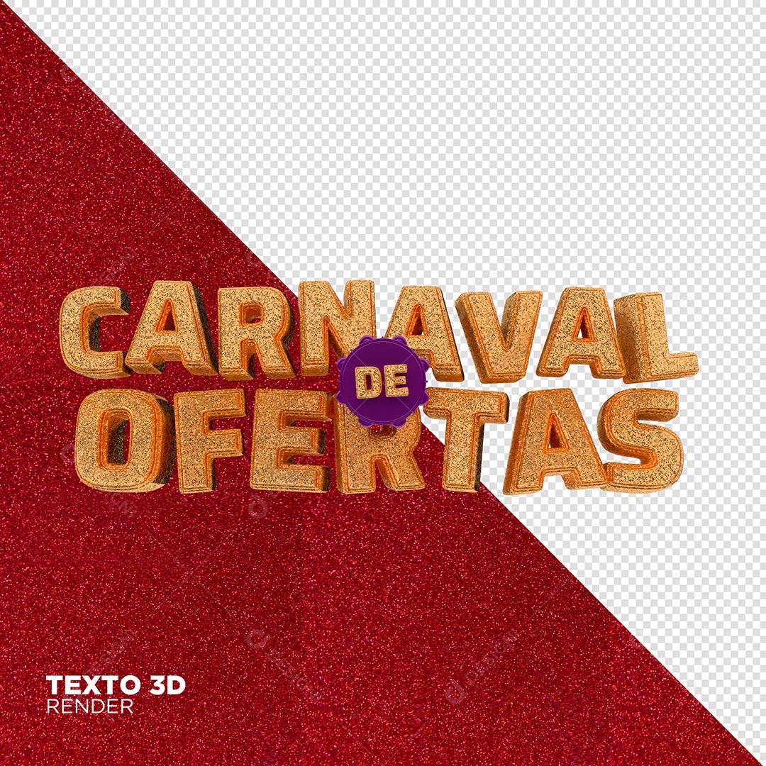 Carnaval de Ofertas Dourado Texto 3D para Composição PSD