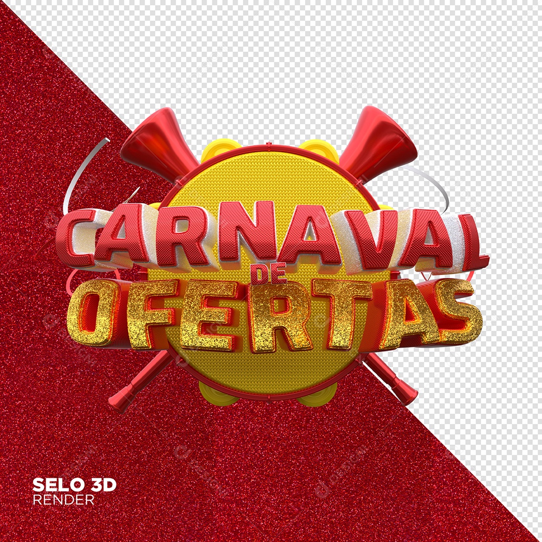 Ofertas de Carnaval Vermelho e Dourado Selo para Composição PSD