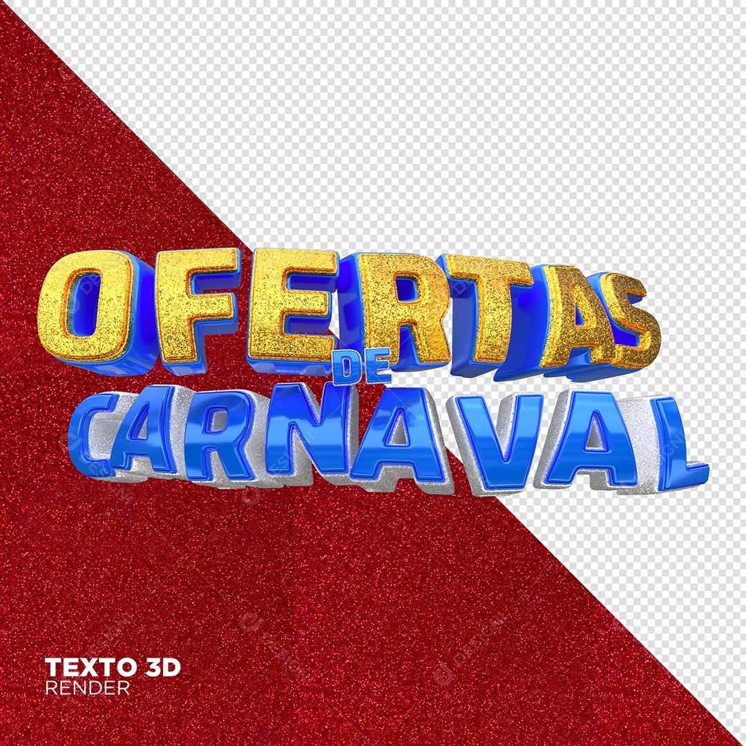 Ofertas de Carnaval Dourado e Azul Texto para Composição PSD