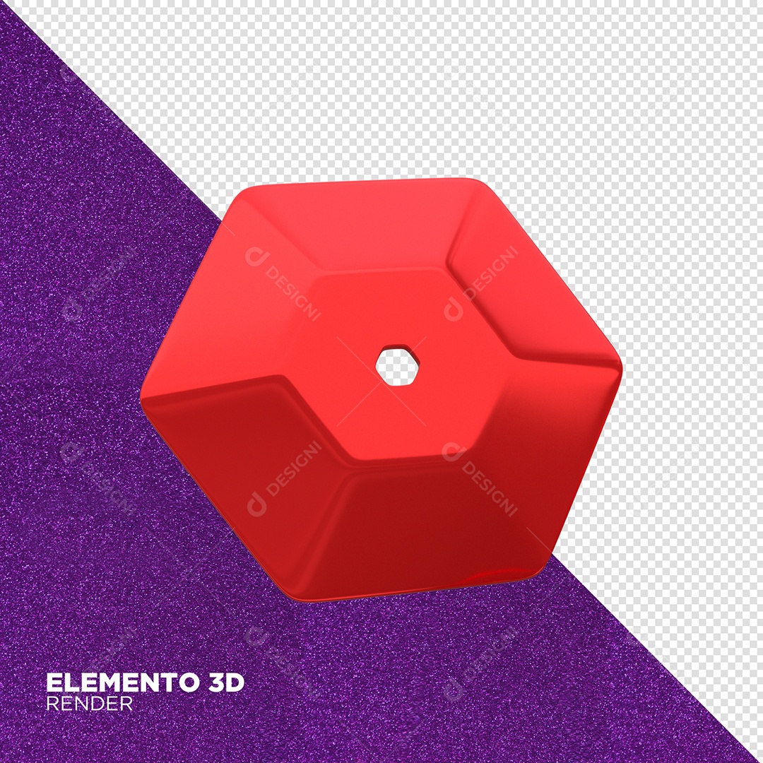 Botão Vermelho 3D de Carnaval Elemento para Composição PSD