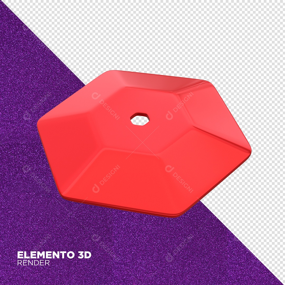 Botão Vermelho 3D de Carnaval Elemento para Composição PSD