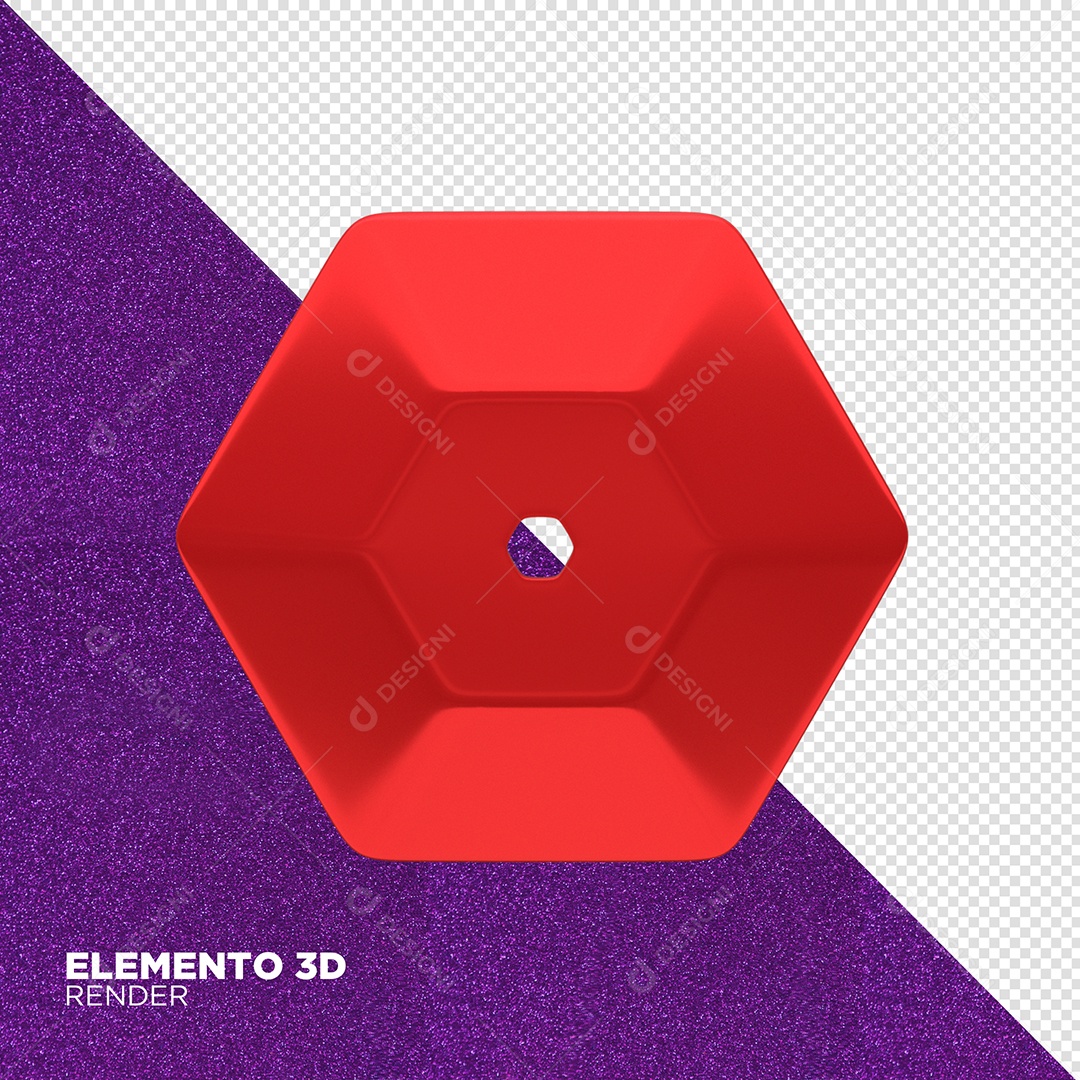 Botão Vermelho 3D de Carnaval Elemento para Composição PSD